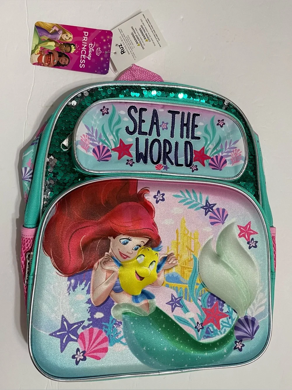 Small Backpack - Disney Little Mermaid Ariel Flounder 3D Pop-up 12